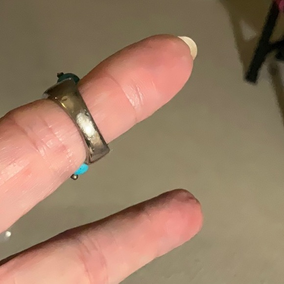 Cha Cha Silver-Tone and Faux Turquoise Ring Size 5 - Picture 12 of 12